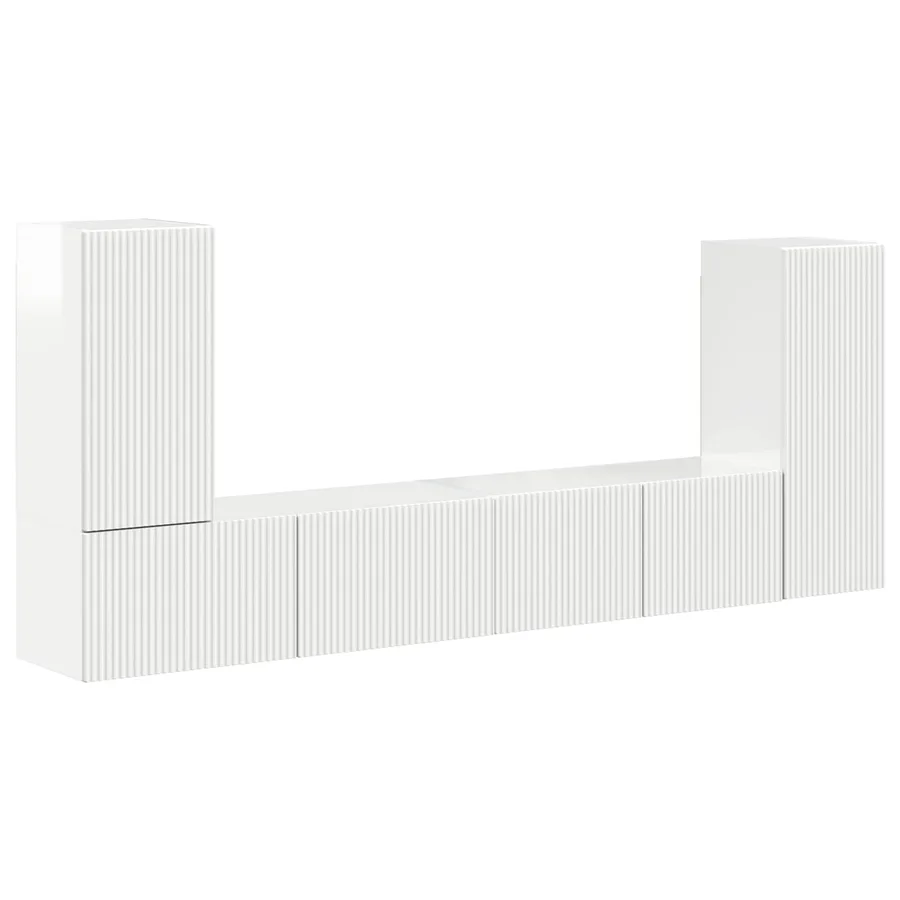 Ensemble meuble TV 4 pcs Blanc brillant Bois d'ingénierie - 2