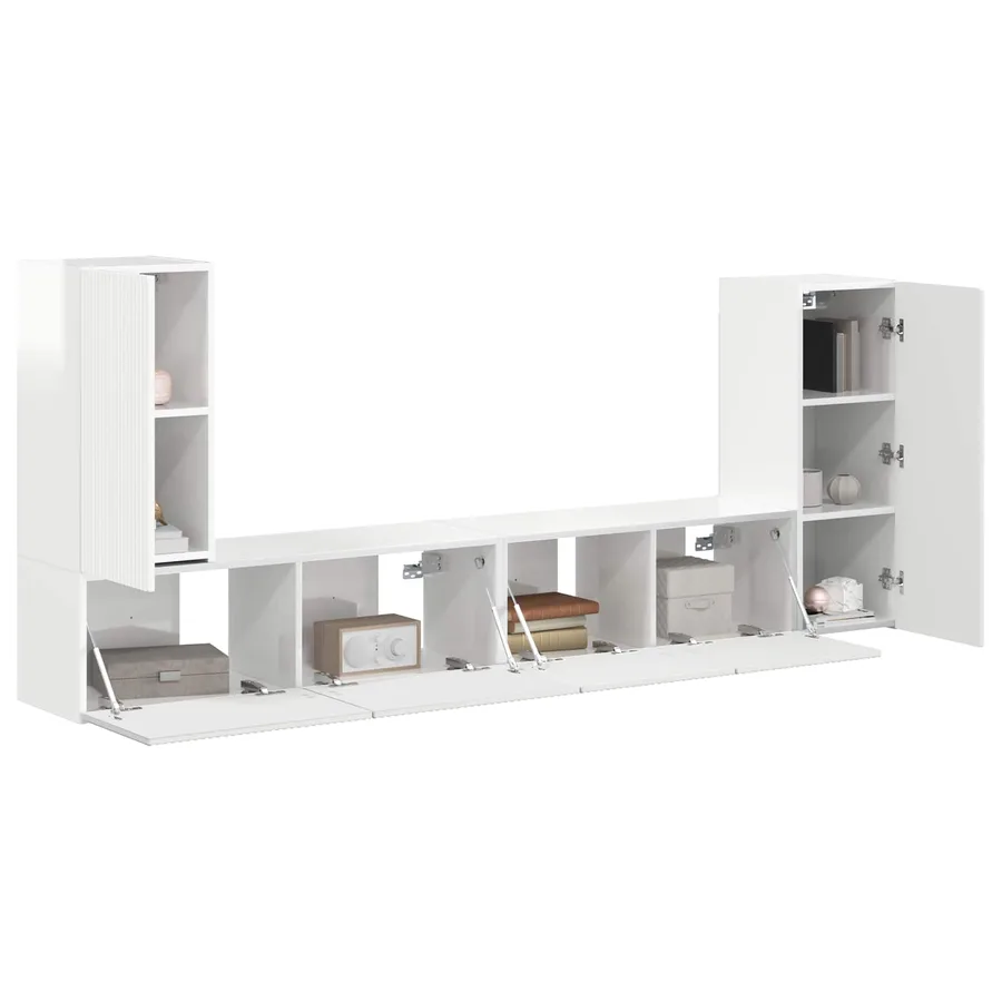 Ensemble meuble TV 4 pcs Blanc brillant Bois d'ingénierie - 3