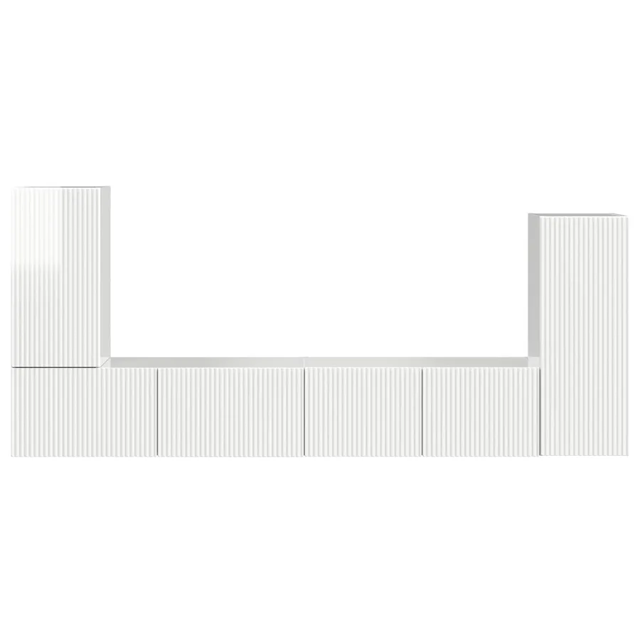 Ensemble meuble TV 4 pcs Blanc brillant Bois d'ingénierie - 9