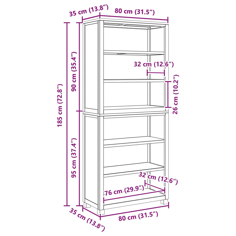 Ensemble de meubles de rangement 2 pc Naturel 80 x 35 x 185 cm - 11