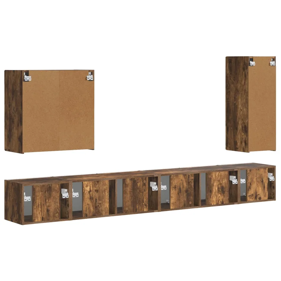 Ensemble de meuble TV mural Montage mural 6 pcs Chêne fumé - 10