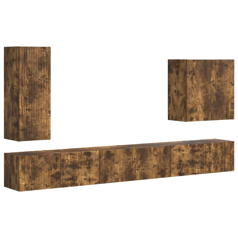 Ensemble de meuble TV mural Montage mural 6 pcs Chêne fumé - 2