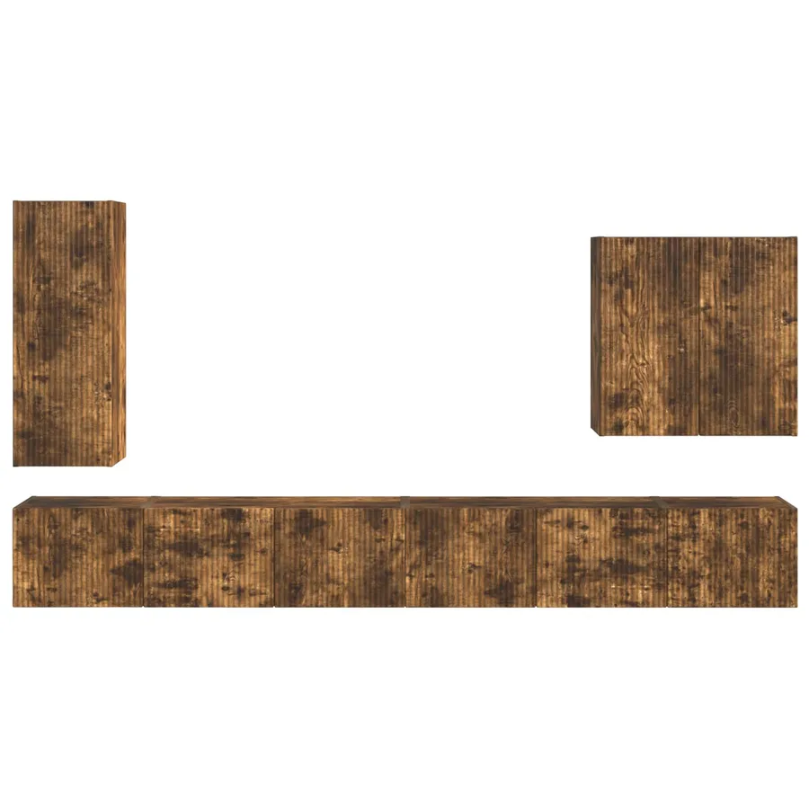 Ensemble de meuble TV mural Montage mural 6 pcs Chêne fumé - 9