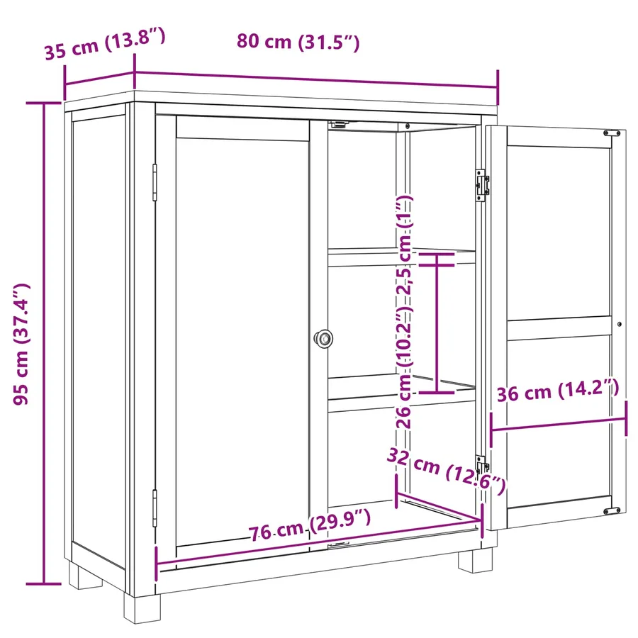 Armoire avec porte Marron 80 x 35 x 95 cm Bois de chêne massif - 9