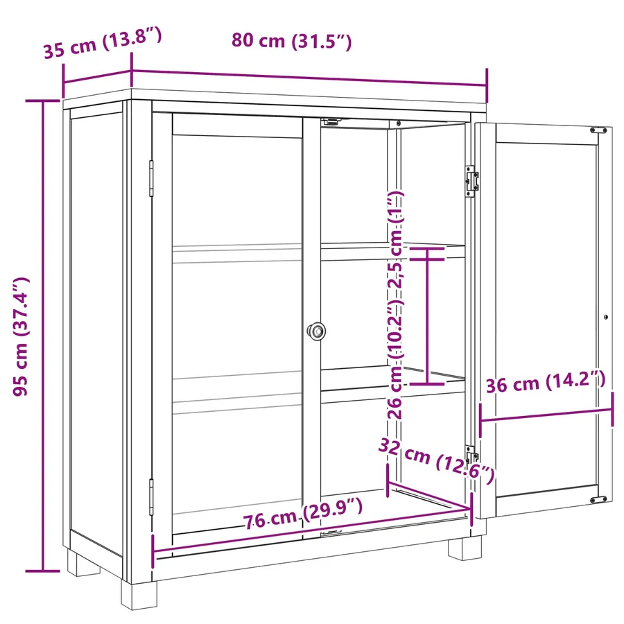 Armoire avec porte Marron 80 x 35 x 95 cm Bois de chêne massif - 9