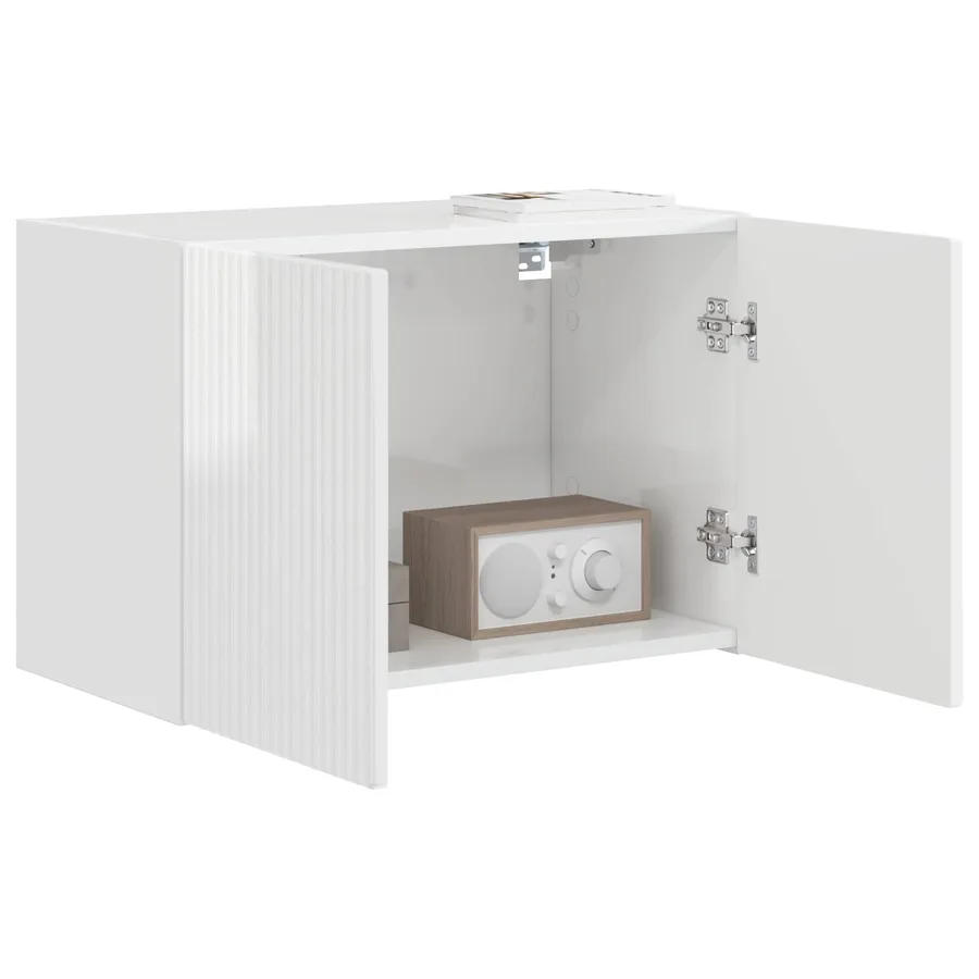 Meuble TV mural Montage mural Blanc brillant 59,5 x 31 x 40 cm - 3