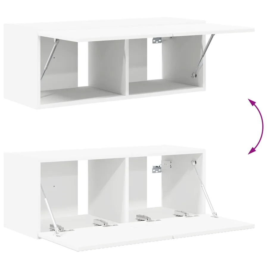 Ensemble de meuble TV mural 4 pcs Blanc Bois d'ingénierie - 11