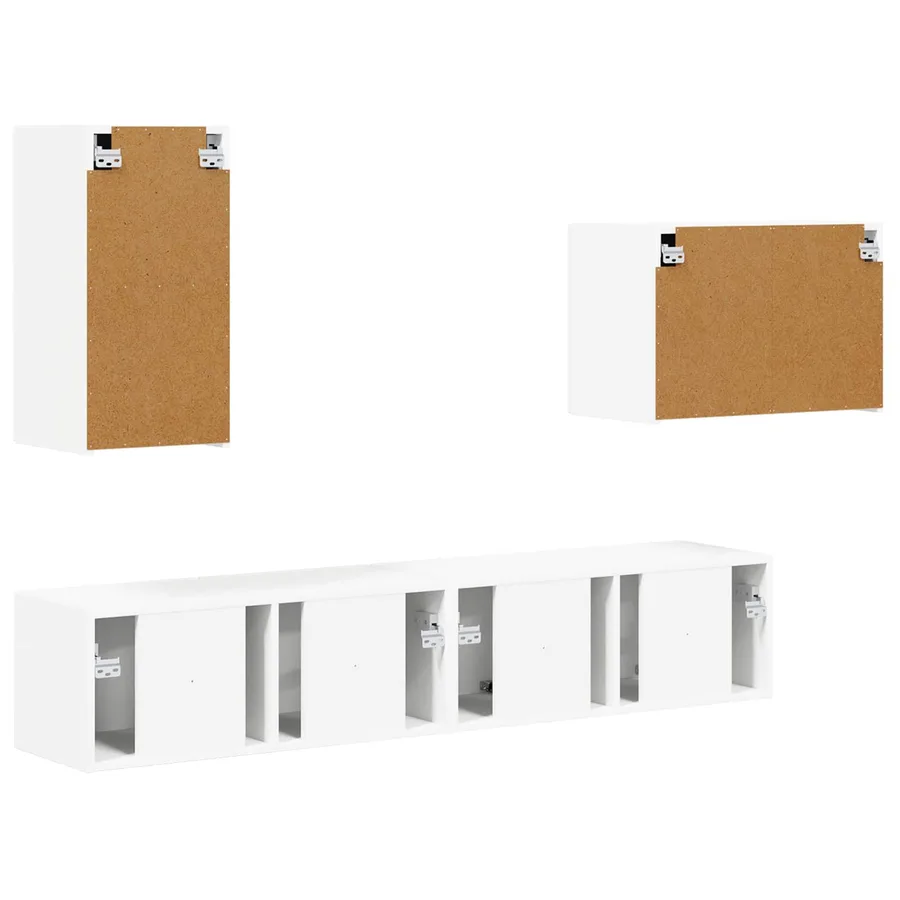 Ensemble de meuble TV mural 4 pcs Blanc Bois d'ingénierie - 9
