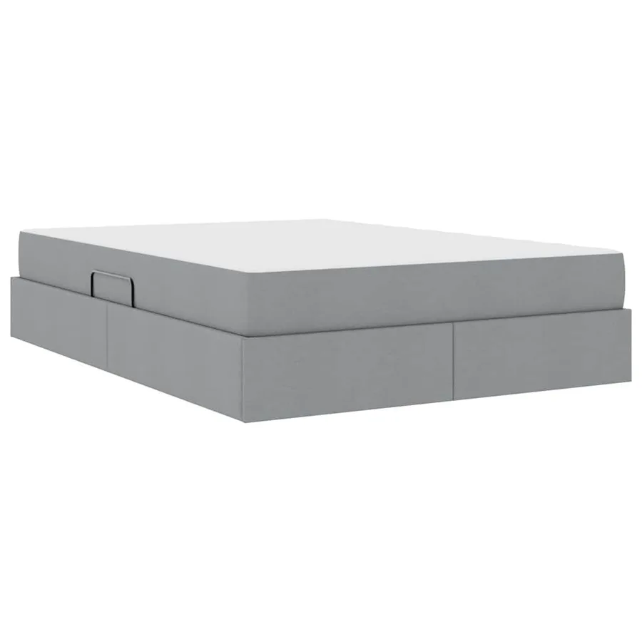 Lit avec rangement et matelas Gris clair 140 x 190 cm Polyester - 5