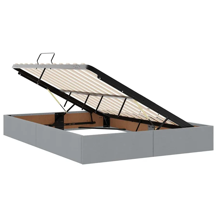 Lit avec rangement et matelas Gris clair 140 x 190 cm Polyester - 6