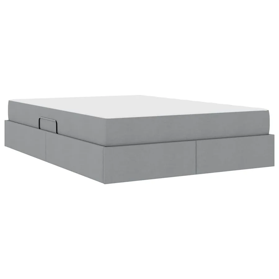 Lit avec rangement et matelas Gris clair 140 x 190 cm Polyester - 8