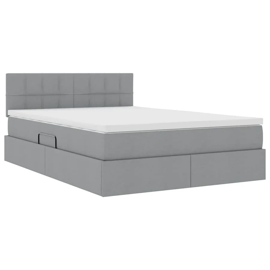 Lit avec rangement et matelas Gris clair 140 x 190 cm - 5