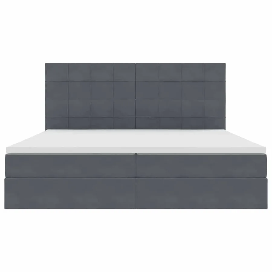 Lit avec rangement et matelas Gris foncé 200 x 200 cm Velours - 7