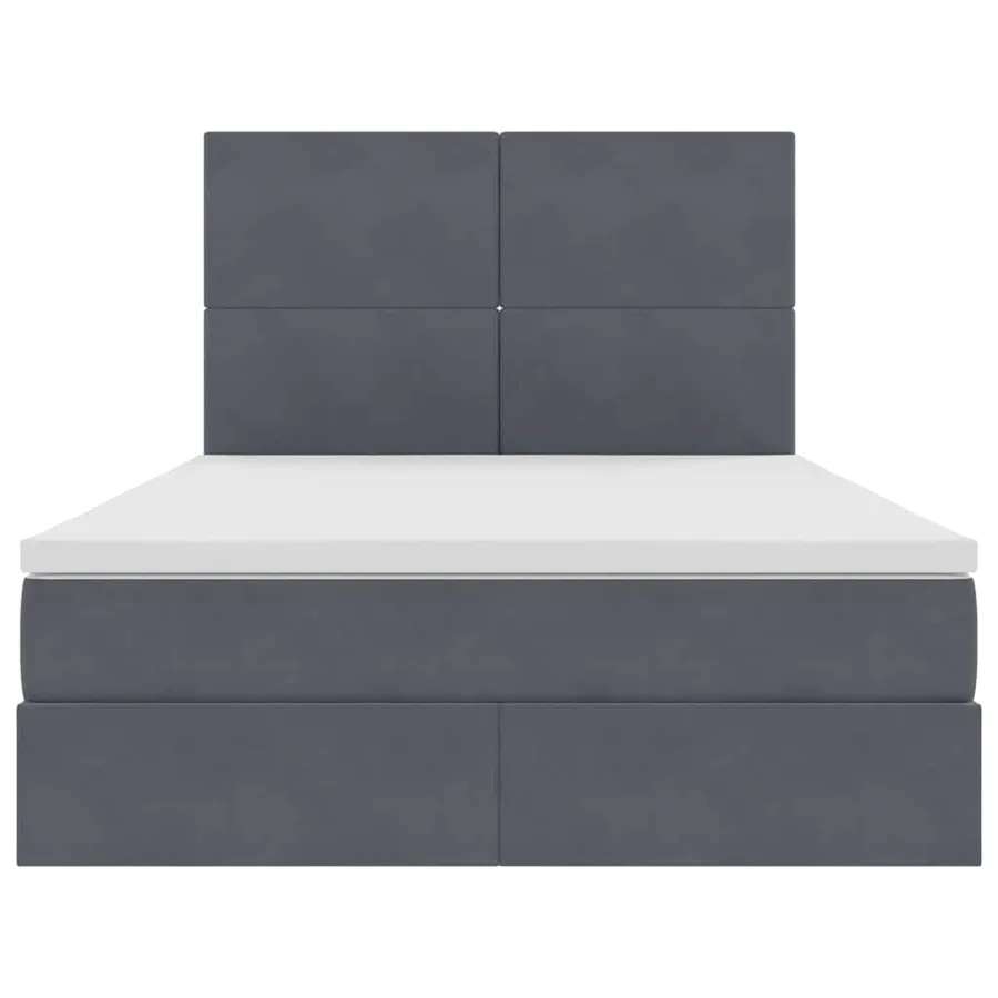 Lit avec rangement et matelas Gris foncé 140 x 190 cm Velours - 7