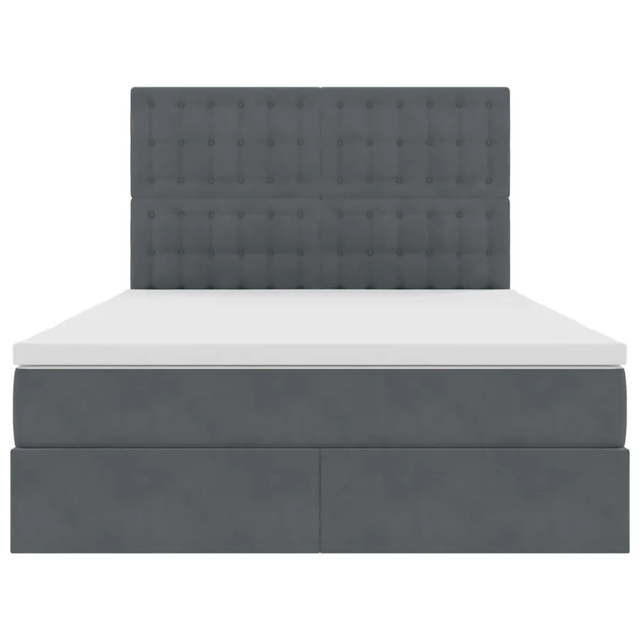 Lit avec rangement et matelas Gris foncé 140 x 190 cm Velours - 7