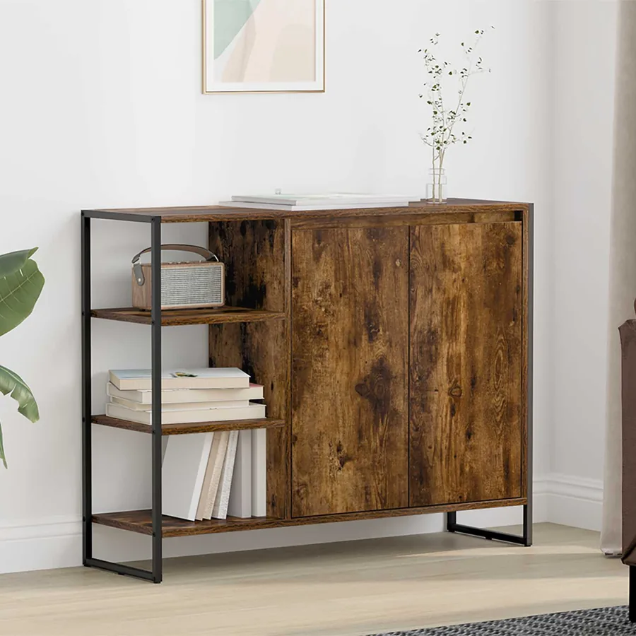 Meuble d'appoint Chêne Fumé 96,5 x 30 x 75 cm Bois d'ingénierie