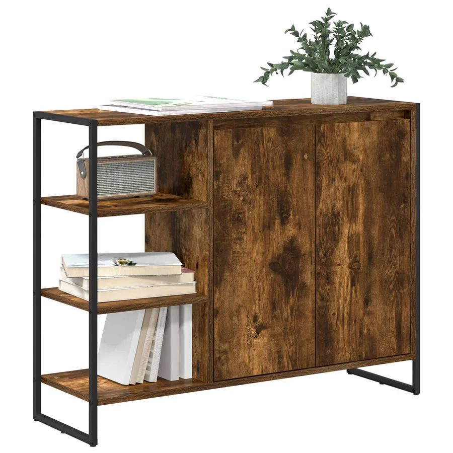 Meuble d'appoint Chêne Fumé 96,5 x 30 x 75 cm Bois d'ingénierie - 3