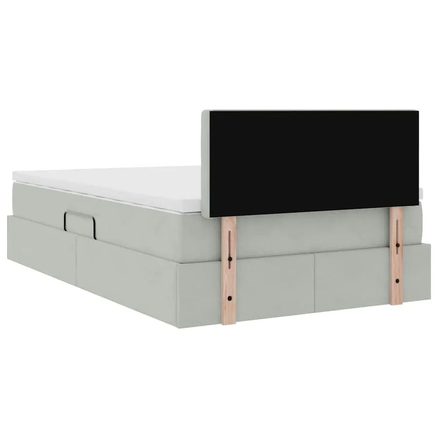 Lit de Rangement avec matelas Gris clair 120 x 200 cm Velours - 11