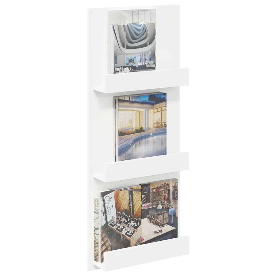Étagère à magazines Blanc 43 x 11 x 102 cm Bois d'ingénierie - 3