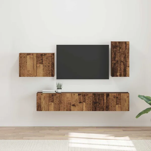 Ensemble de meuble TV mural 4 pcs Bois ancien Bois d'ingénierie
