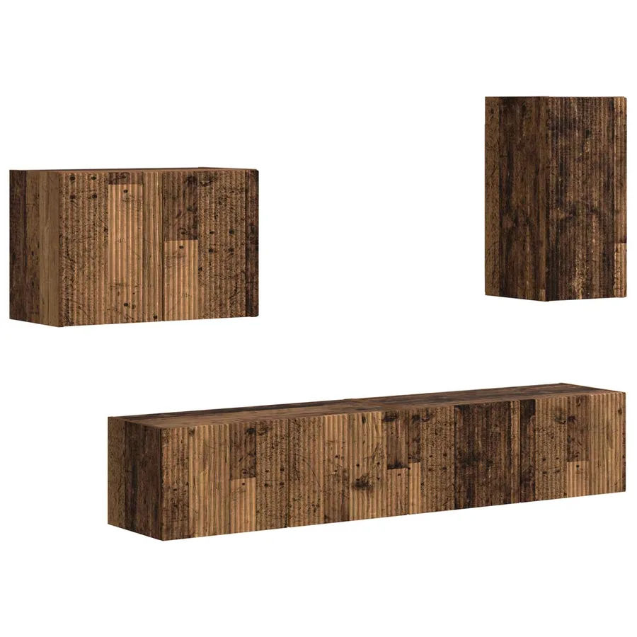 Ensemble de meuble TV mural 4 pcs Bois ancien Bois d'ingénierie - 2