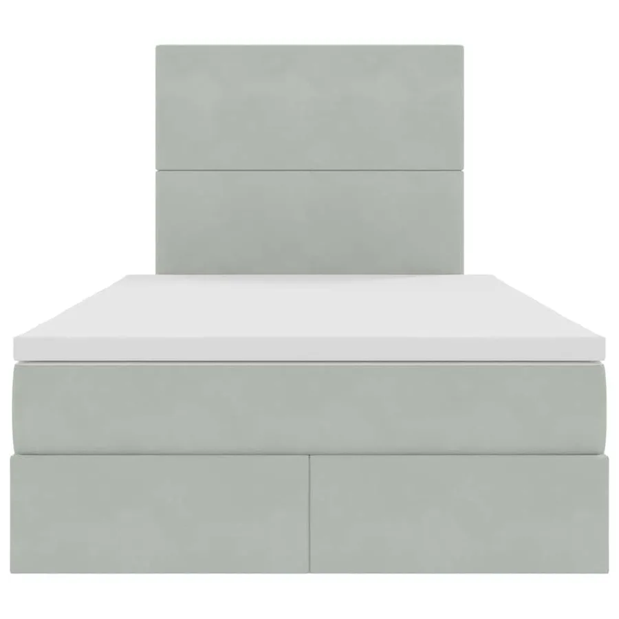 Lit avec rangement et matelas Gris clair 120 x 200 cm Velours - 7