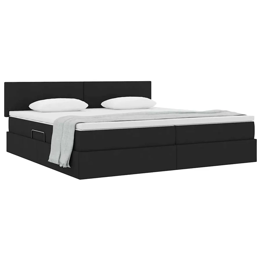 Lit avec rangement et matelas avec matelas Noir 200 x 200 cm - 3