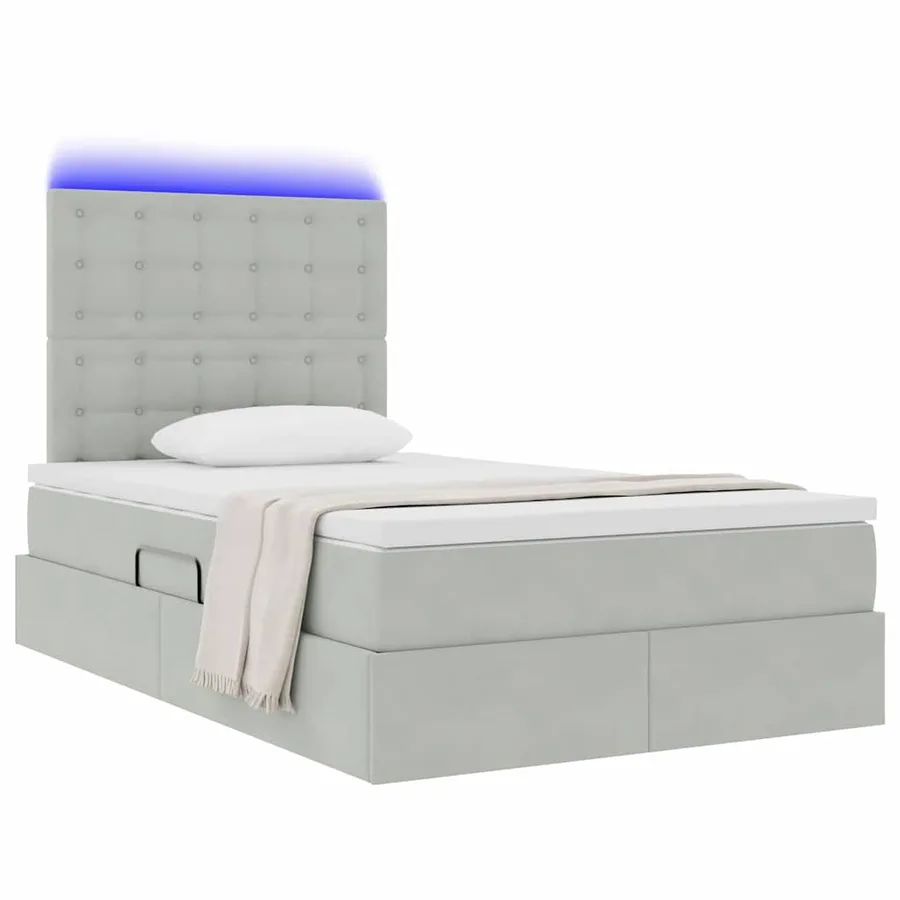 Lit de rangement LED avec matelas Gris clair 120 x 200 cm - 3