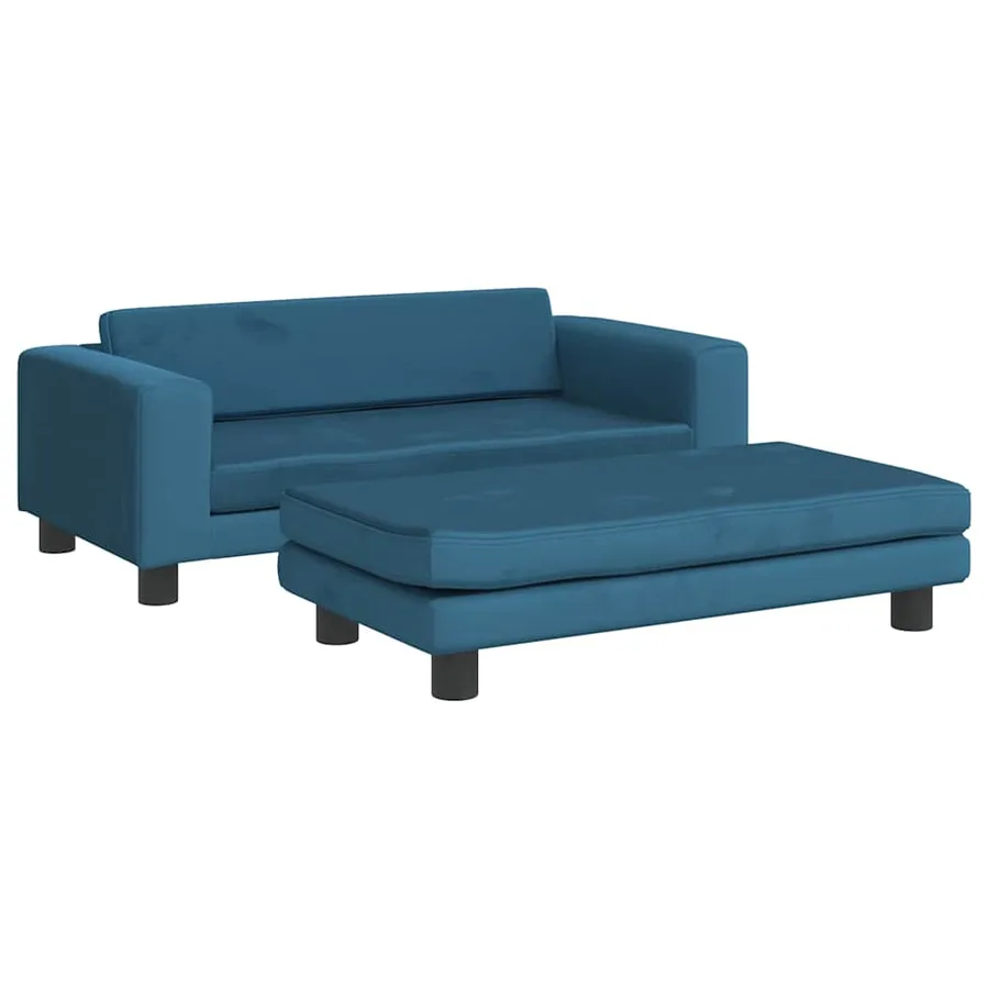 Lit pour chien avec extension bleu 100x50x30 cm velours - 2