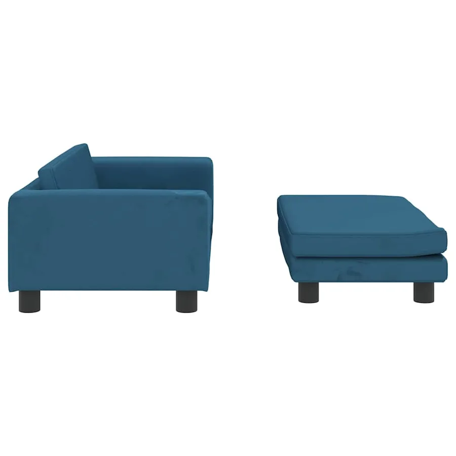 Lit pour chien avec extension bleu 100x50x30 cm velours - 4