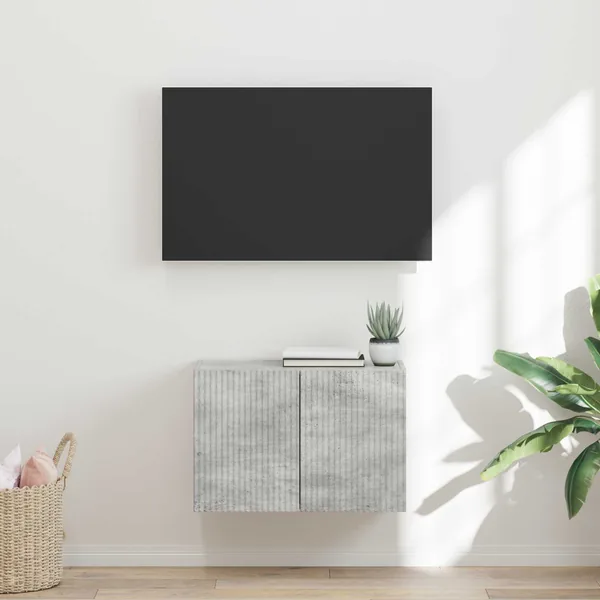 Meuble TV mural Gris béton 59,5 x 31 x 40 cm Bois d'ingénierie