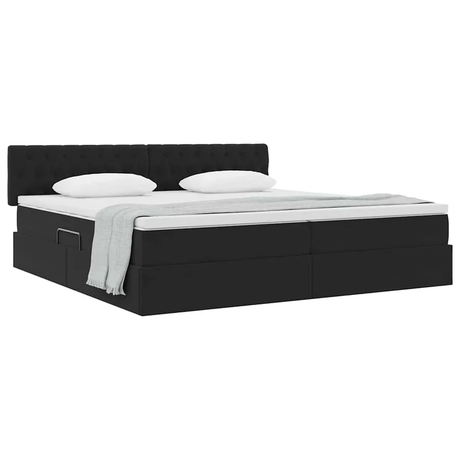 Lit de Rangement avec matelas Noir 200 x 200 cm Velours - 3