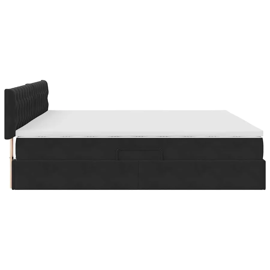 Lit de Rangement avec matelas Noir 200 x 200 cm Velours - 9