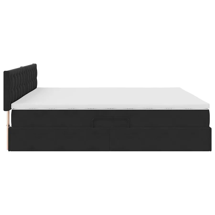 Lit de rangement LED avec matelas Noir 200 x 200 cm Velours - 11