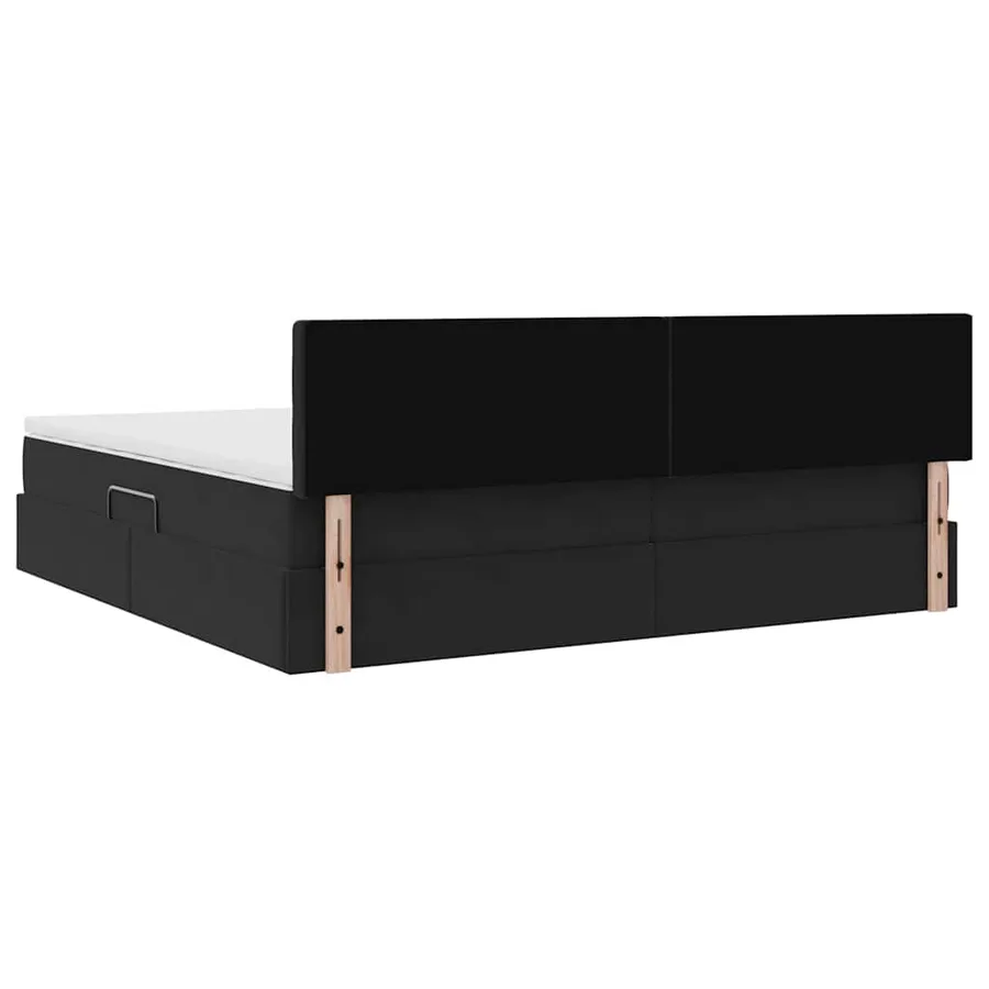Lit de rangement LED avec matelas Noir 200 x 200 cm Velours - 12