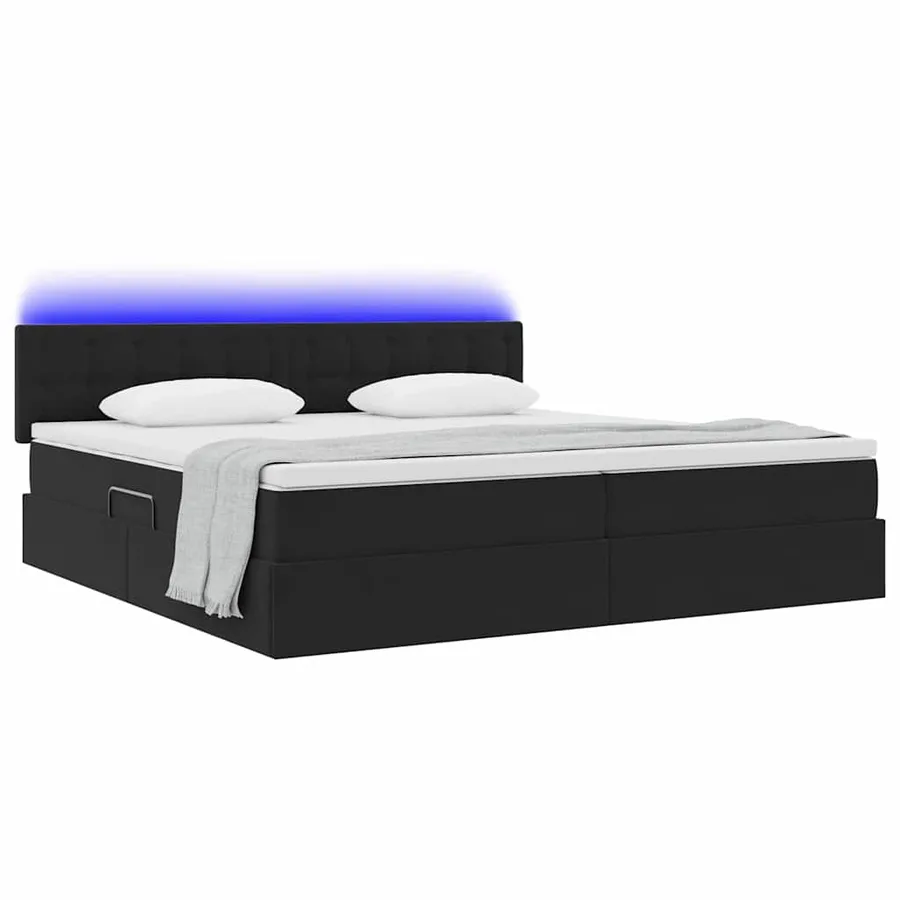 Lit de rangement LED avec matelas Noir 200 x 200 cm Velours - 3