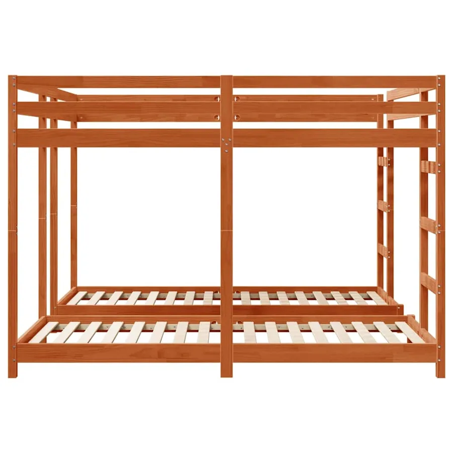 Cadre de lit superposé triple Brun cire 200 x 200 cm Pin massif - 5