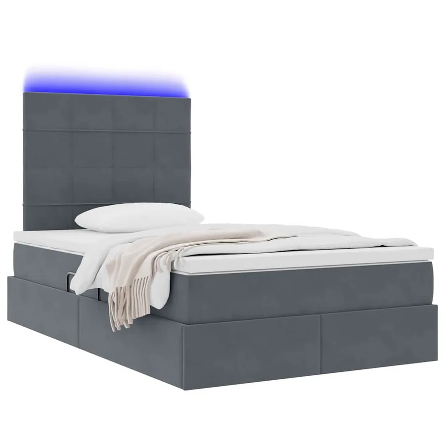 Lit de rangement LED avec matelas Gris foncé 120 x 200 cm - 3