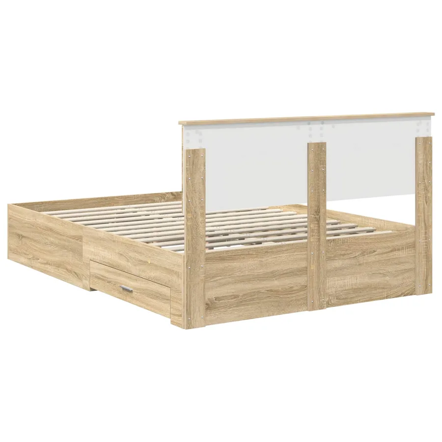 Cadre de lit Chêne Sonoma 135 x 190 cm Bois d'ingénierie - 8