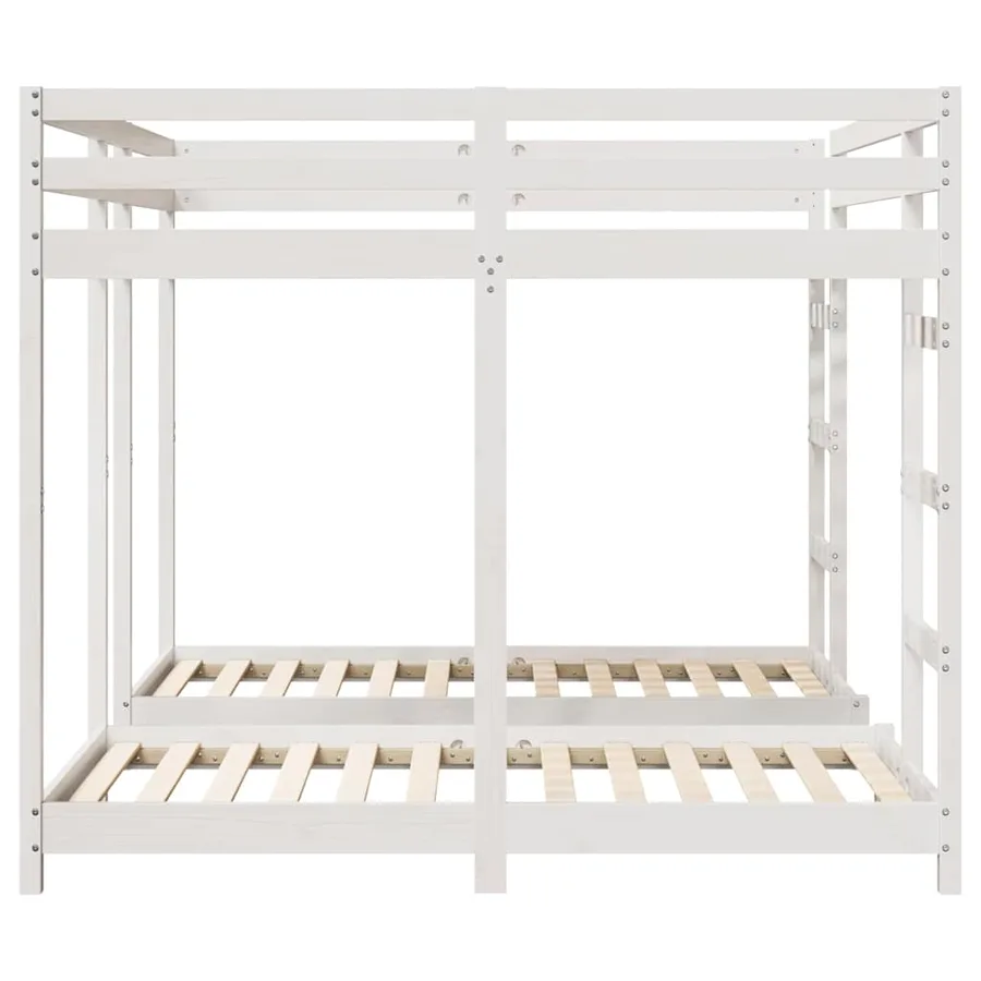 Cadre de lit superposé triple Blanc 160 x 200 cm Pin massif - 5