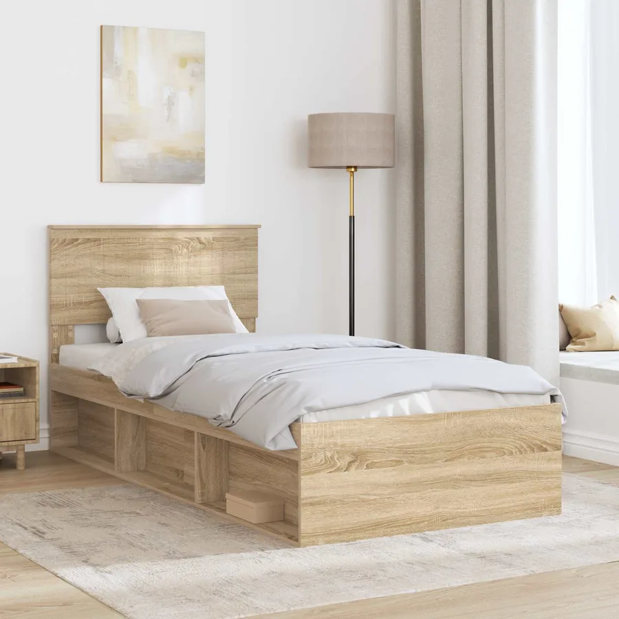Cadre de lit avec tête de lit Sonoma 90 x 190 cm Pin massif - 3