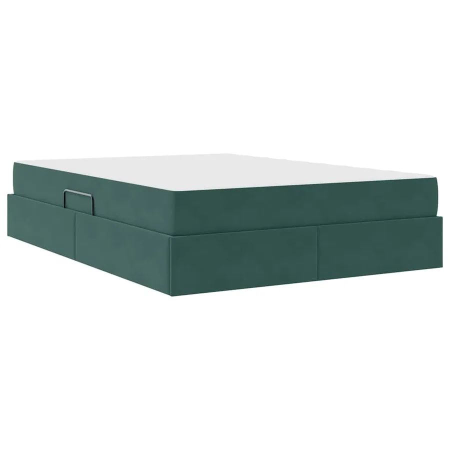 Lit avec rangement et matelas Vert foncé 140 x 190 cm Velours - 4