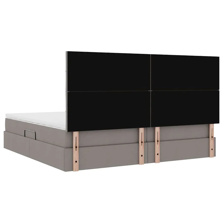 Lit avec rangement et matelas Taupe 200 x 200 cm tissu - 11
