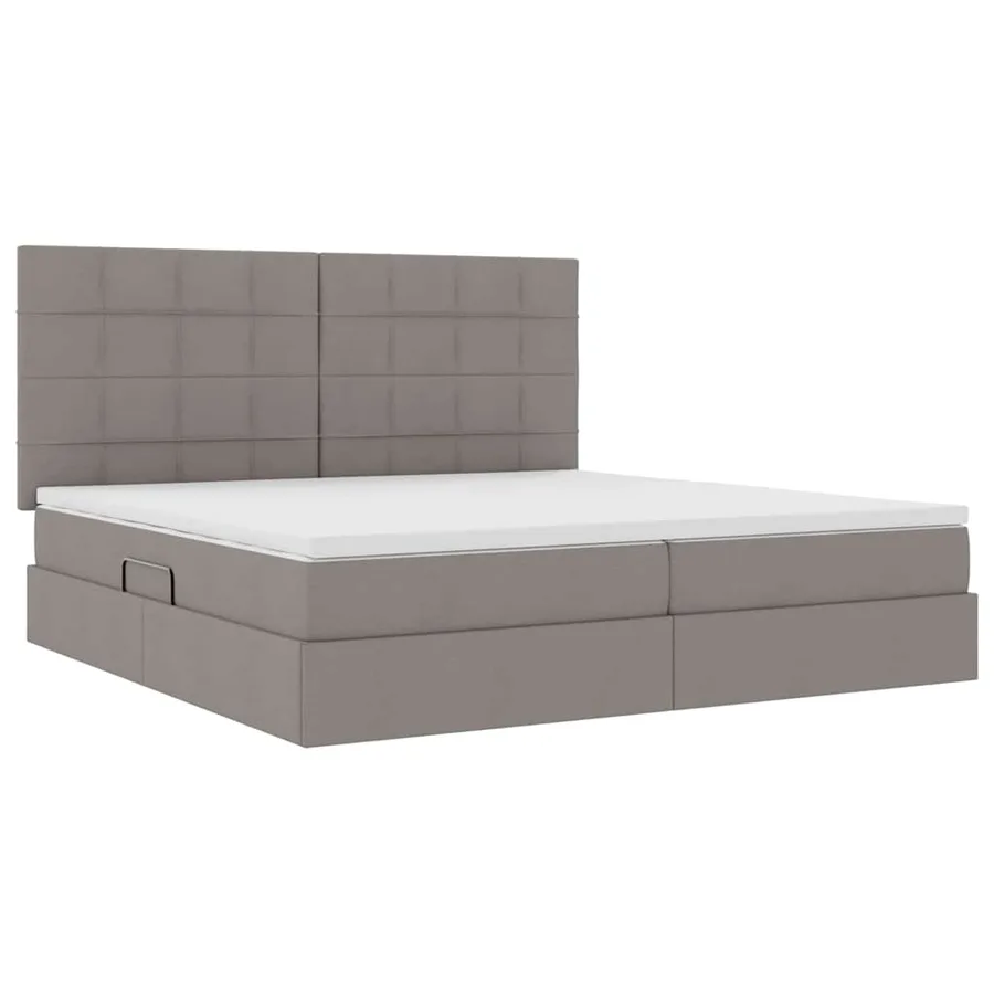Lit avec rangement et matelas Taupe 200 x 200 cm tissu - 5