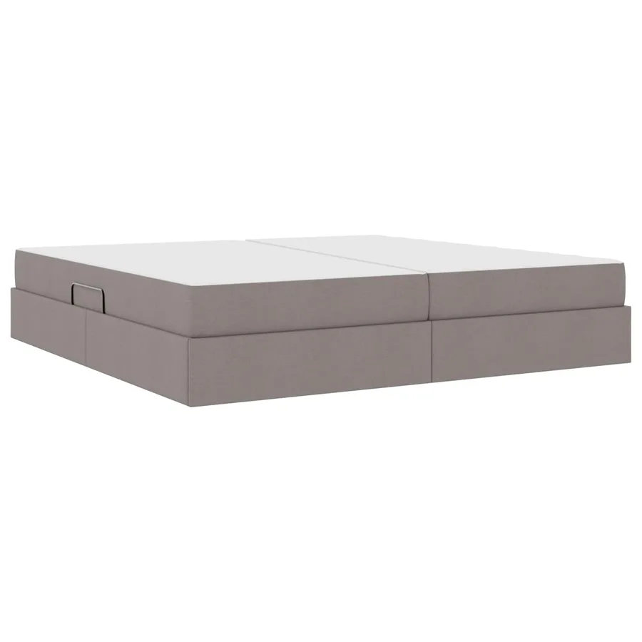 Lit avec rangement et matelas Taupe 200 x 200 cm Polyester - 10
