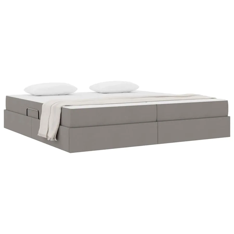 Lit avec rangement et matelas Taupe 200 x 200 cm Polyester - 3