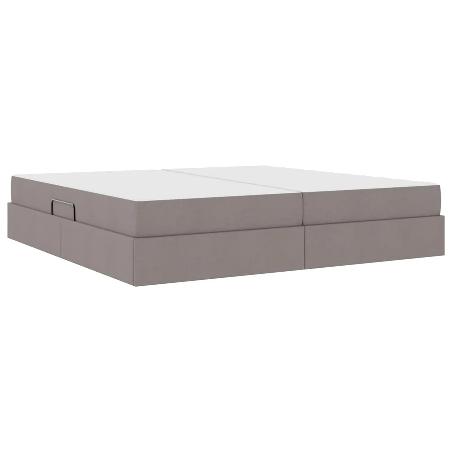 Lit avec rangement et matelas Taupe 200 x 200 cm Polyester - 5