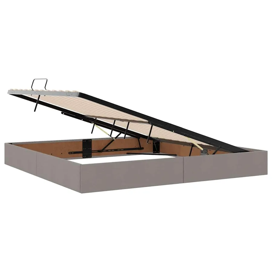 Lit avec rangement et matelas Taupe 200 x 200 cm Polyester - 6
