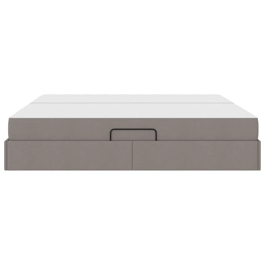 Lit avec rangement et matelas Taupe 200 x 200 cm Polyester - 9