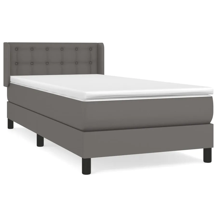 Sommier à lattes de lit avec matelas Gris 100x200 cm Similicuir - 2